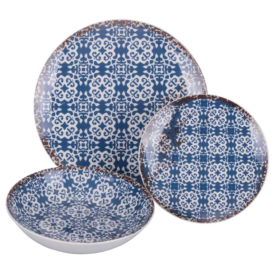 Service de table en porcelaine 18 pièces en 2 finitions différentes - Jamais Viadurini