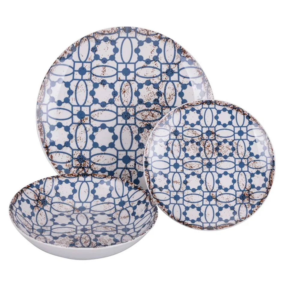 Service de table en porcelaine 18 pièces en 2 finitions différentes - Jamais Viadurini