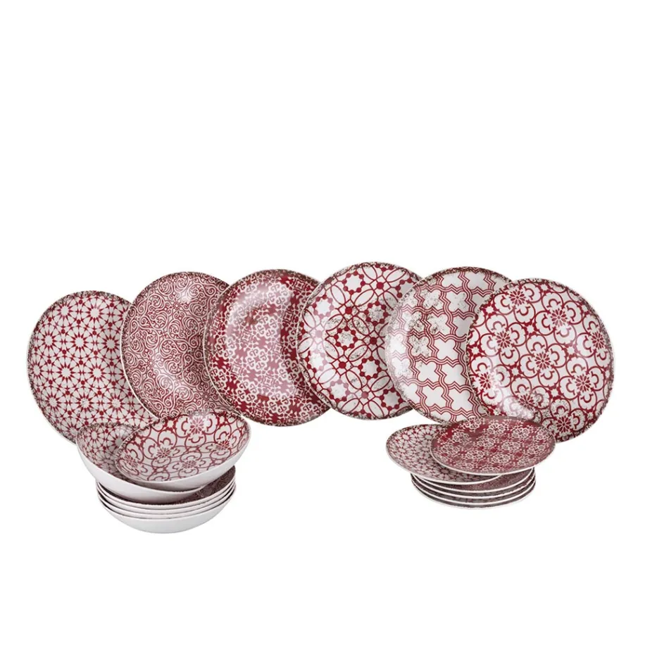 Service de table en porcelaine 18 pièces en 2 finitions différentes - Jamais Viadurini