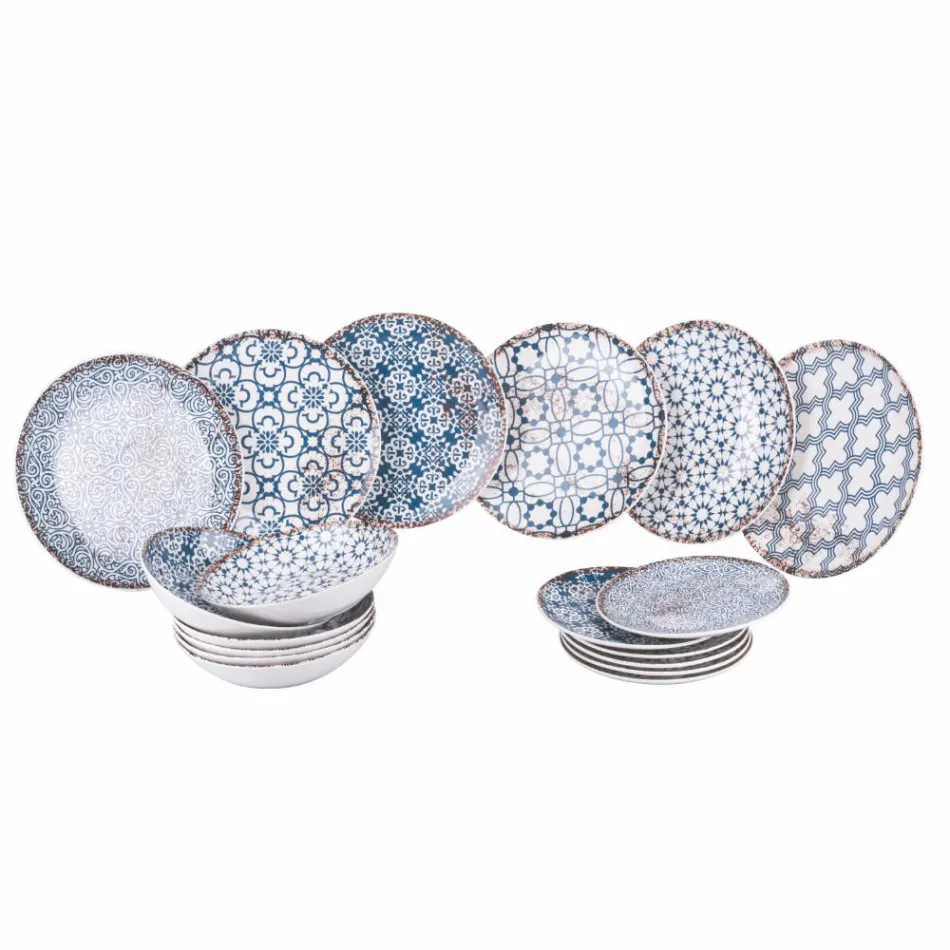 Service de table en porcelaine 18 pièces en 2 finitions différentes - Jamais Viadurini