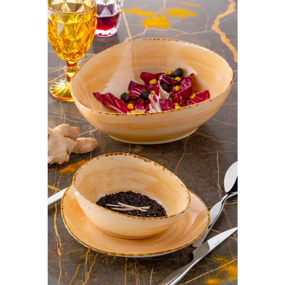 Service à Assiettes Apéritif 12 Pièces en Grès Coloré de Design Moderne - Simba Viadurini