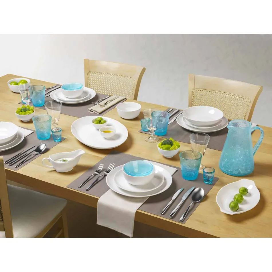 Plats De Service 3 Pièces Design Moderne En Porcelaine Blanche - Malaga Viadurini