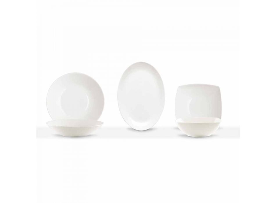 Plats De Service 3 Pièces Design Moderne En Porcelaine Blanche - Malaga Viadurini