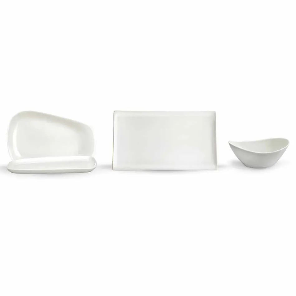 Assiettes de service pour le déjeuner ou la porcelaine moderne 14 pièces - Nalah Viadurini