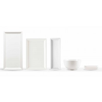 Assiettes à dîner modernes en porcelaine blanche, 25 pièces - Basal