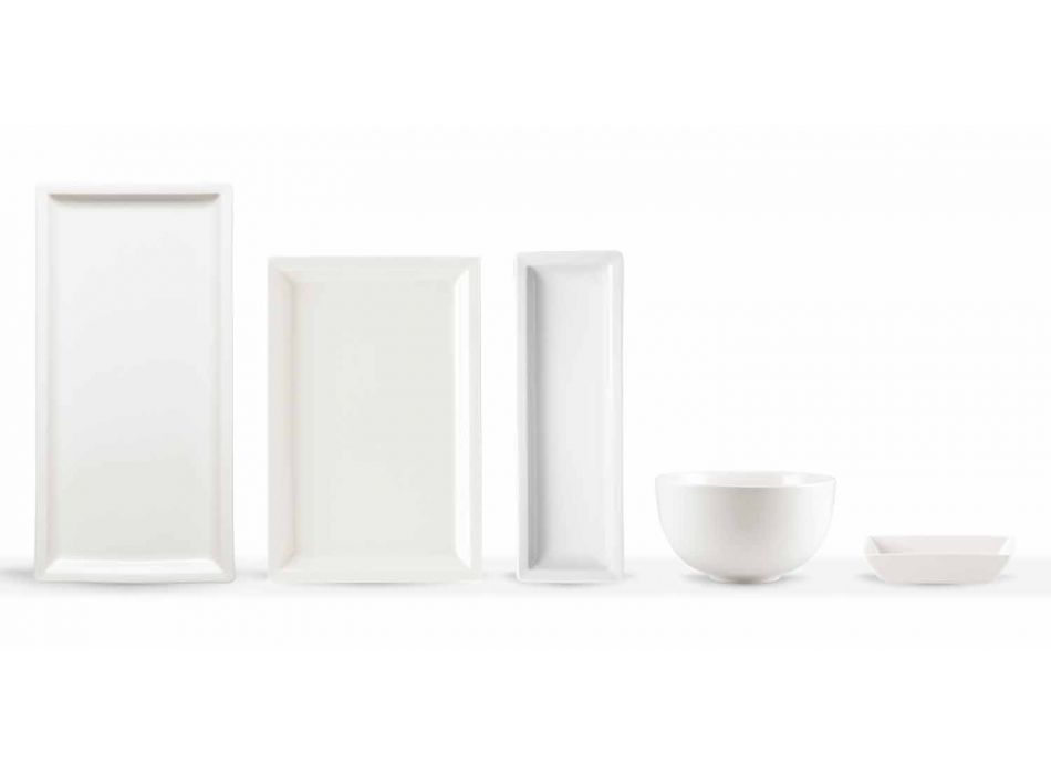 Assiettes à dîner modernes en porcelaine blanche, 25 pièces - Basal Viadurini