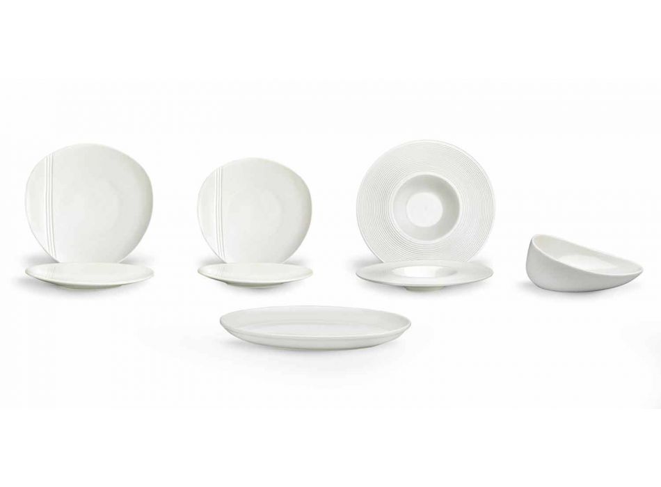 Assiette à dîner en porcelaine moderne 26 pièces - Nalah Viadurini
