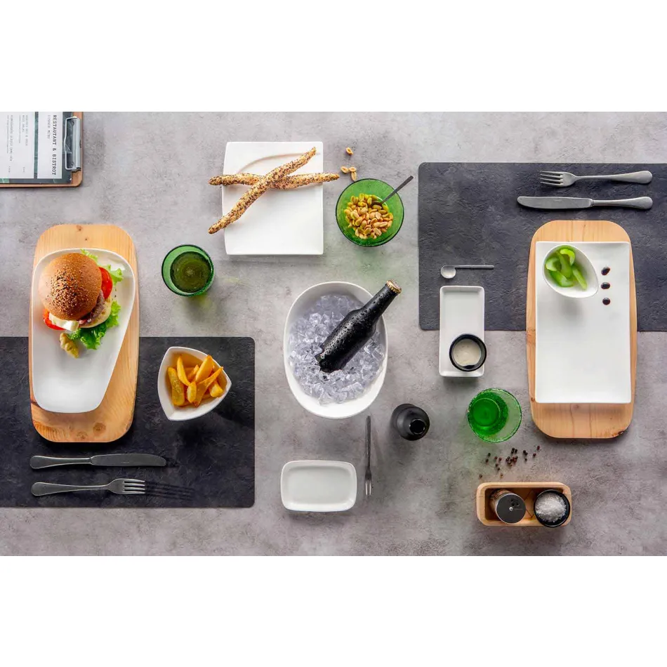 Dîner en porcelaine blanche ou service de plats de service - Nalah Viadurini