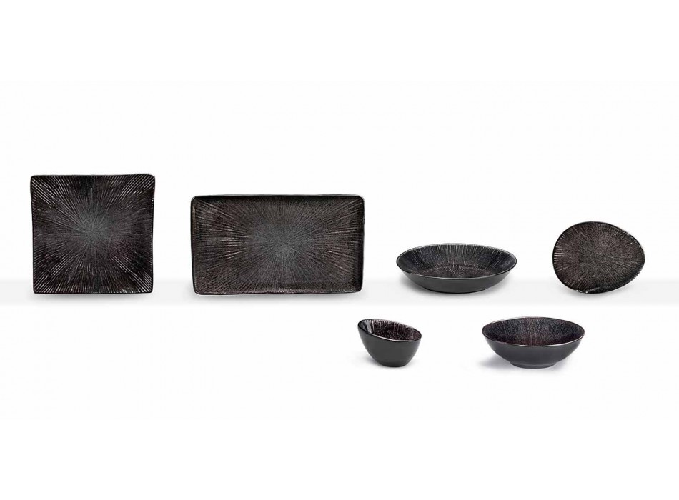 Service de vaisselle 28 pièces design moderne complet en porcelaine noire - Skar Viadurini