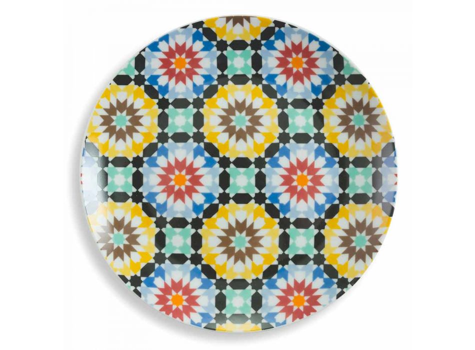 Assiettes plates colorées en porcelaine et grès 18 Mad - Maroc Viadurini