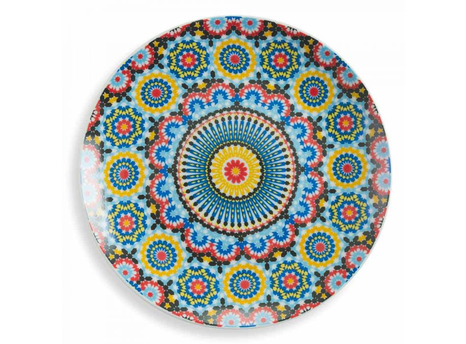 Assiettes plates colorées en porcelaine et grès 18 Mad - Maroc