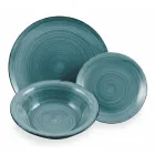 Service de Vaisselle en Dolomite Dur Nuances de Bleu 18 Pièces - Abruzzes Viadurini