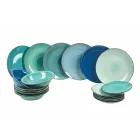 Service de Vaisselle en Dolomite Dur Nuances de Bleu 18 Pièces - Abruzzes Viadurini