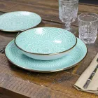 Service de vaisselle en dur gris dolomite, bleu clair ou bleu 18 pièces - Arabe Viadurini