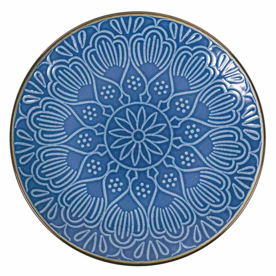 Service de vaisselle en dur gris dolomite, bleu clair ou bleu 18 pièces - Arabe Viadurini