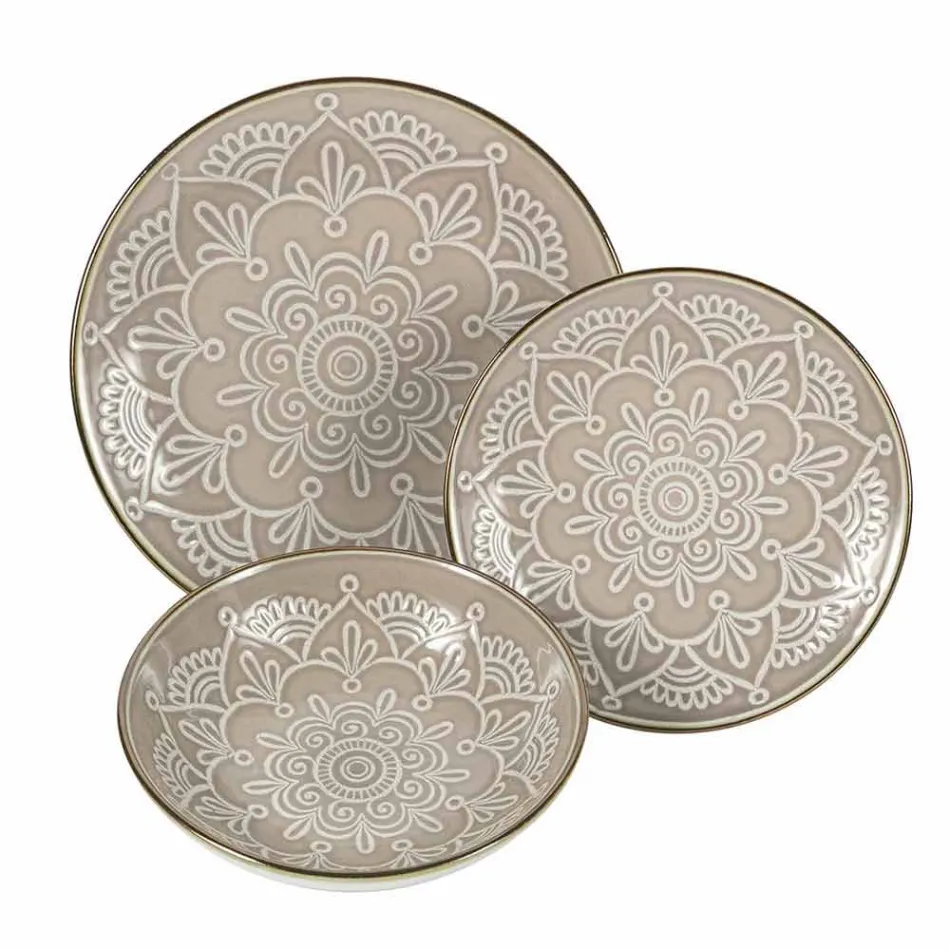 Service de vaisselle en dur gris dolomite, bleu clair ou bleu 18 pièces - Arabe Viadurini