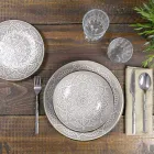 Service de vaisselle en dur gris dolomite, bleu clair ou bleu 18 pièces - Arabe Viadurini