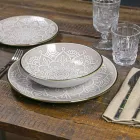 Service de vaisselle en dur gris dolomite, bleu clair ou bleu 18 pièces - Arabe Viadurini