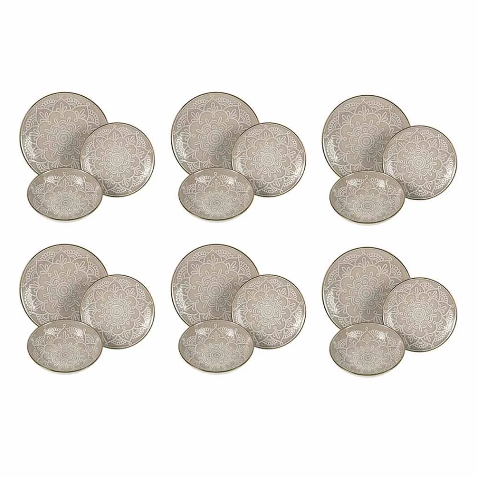 Service de vaisselle en dur gris dolomite, bleu clair ou bleu 18 pièces - Arabe Viadurini