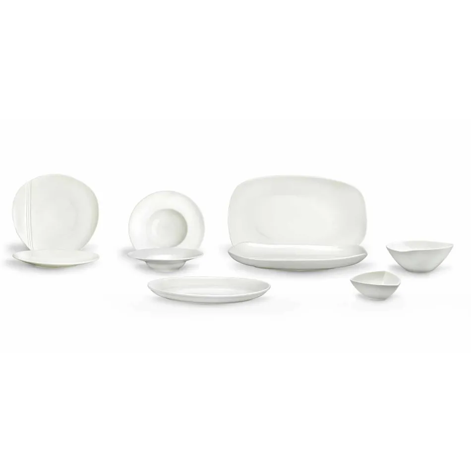 Service de vaisselle en porcelaine blanche 23 pièces design moderne et élégant - Nalah Viadurini
