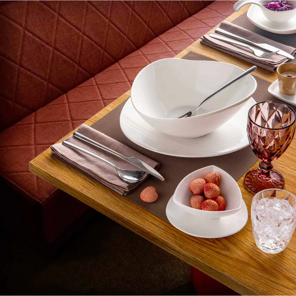 Service de vaisselle en porcelaine blanche 23 pièces design moderne et élégant - Nalah Viadurini