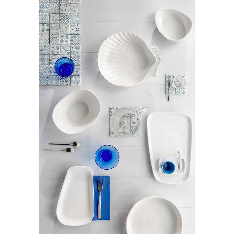 Service de vaisselle en porcelaine blanche 23 pièces design moderne et élégant - Nalah Viadurini