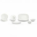 Service de vaisselle en porcelaine blanche 23 pièces design moderne et élégant - Nalah