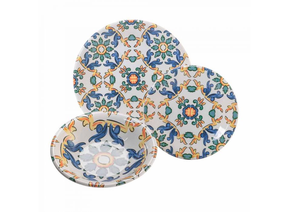 Ensemble de vaisselle moderne en céramique colorée, 18 pièces complètes - Abatellis Viadurini