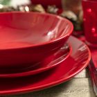 Assiettes de Noël rouges en grès 18 pièces Tradition et élégance - Rossano Viadurini