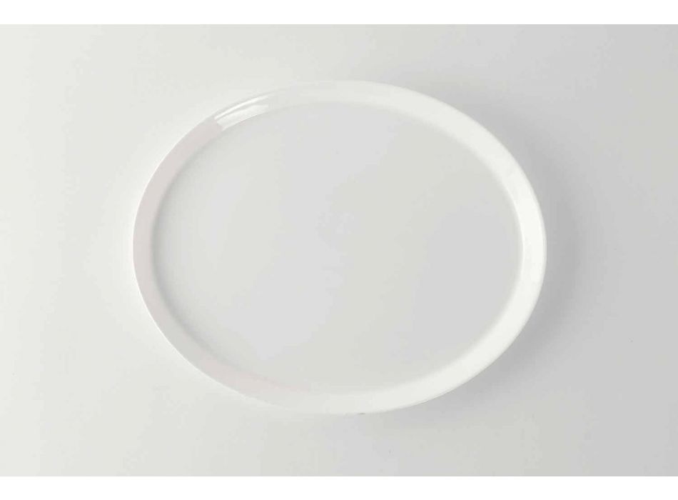 Ensemble d'assiettes à dîner design ovale et rectangulaire 3 pièces en porcelaine - Egle Viadurini