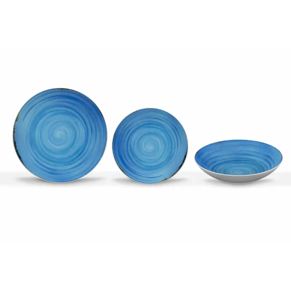 Service d'assiettes à dîner en porcelaine 18 pièces colorées et modernes - Rurolo Viadurini