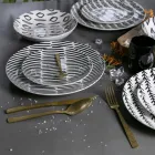 Ensemble de Couverts en Acier Or Satiné Effet Tortue 24 Pièces - Rock Viadurini