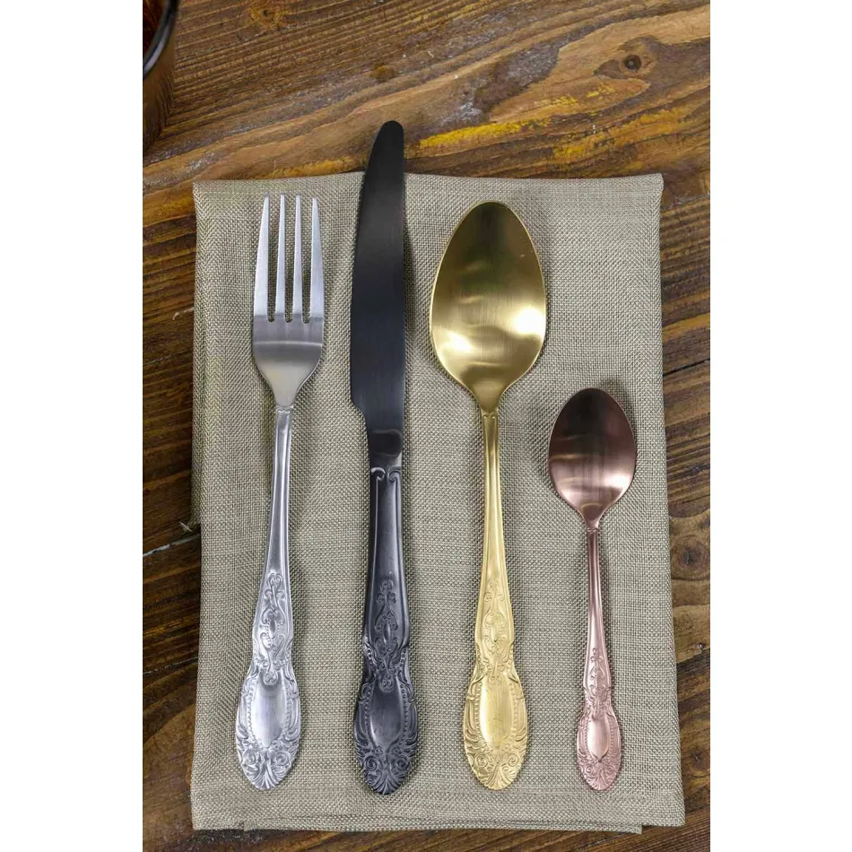 Ménagère Coloré En Acier Satiné Complet Design 24 Pièces - Fantaisie Viadurini