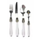 Ménagère en Acier et Manche Plastique Transparent 24 Pcs - Palazzo Viadurini