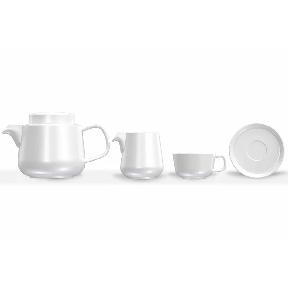 Service Tasses et Soucoupes avec Théière en Porcelaine et Pichet à Lait 14 Pièces - Arctique Viadurini