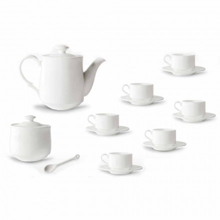 Ensemble de tasses à café en porcelaine blanche Design empilable 15 pièces - Samantha Viadurini