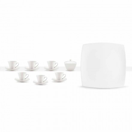 Tasses à Café En Porcelaine Blanche Service Design Moderne 8 Pièces - Duomo Viadurini