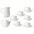 Service de tasses à cappuccino en porcelaine blanche 14 pièces de petit-déjeuner - Samantha