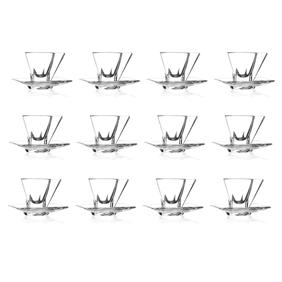 Service Tasse à Cappuccino en Cristal Eco Italien 12 Pièces - Amalgame Viadurini