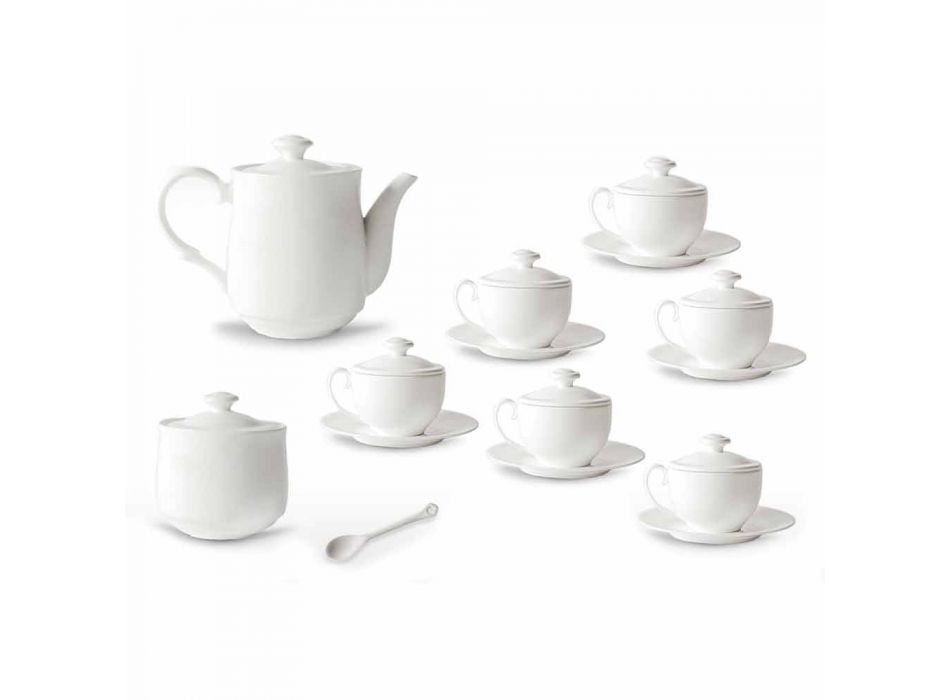Ensemble de tasses à thé en porcelaine blanche 21 pièces avec couvercle - Samantha Viadurini