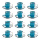 Service de Tasses à Café avec Soucoupe en Grès Turquoise 12 Pcs - Abruzzes Viadurini