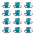 Service de Tasses à Café avec Soucoupe en Grès Turquoise 12 Pcs - Abruzzes
