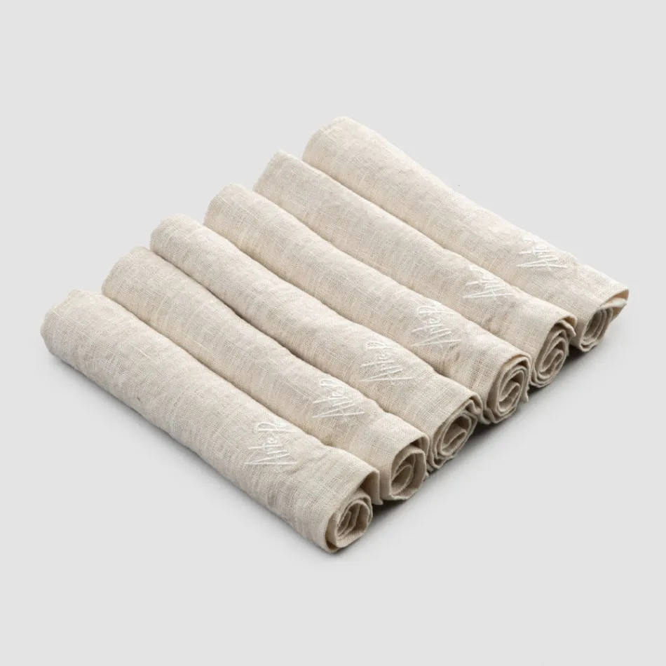 Service de serviettes élégant en lin avec bord plié, 6 pièces colorées - Onestini Viadurini