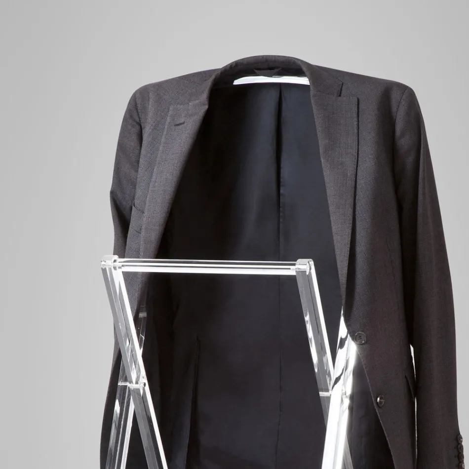 Valet de Chambre Pliant en Cristal Acrylique Transparent - Stecla Viadurini