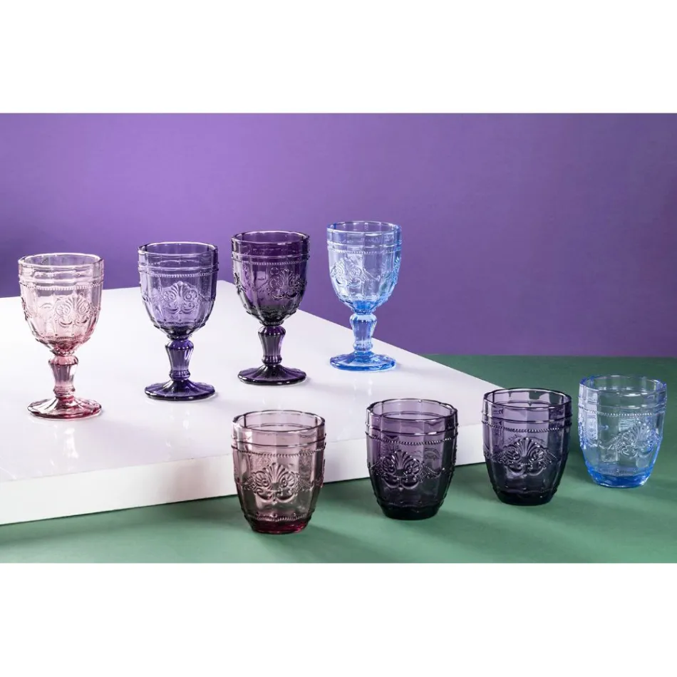 Coffret de 12 Verres à Eau 265 ml en Verre à Décor Arabesque - Arabe Viadurini