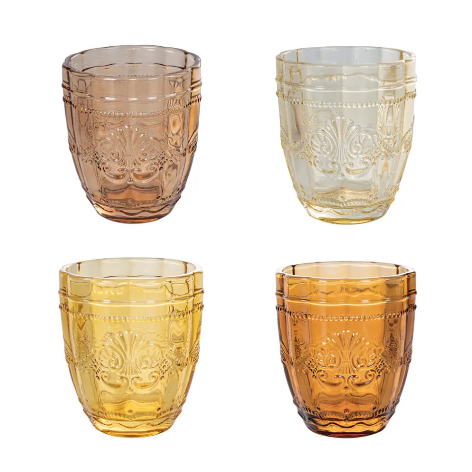 Coffret de 12 Verres à Eau 265 ml en Verre à Décor Arabesque - Arabe Viadurini