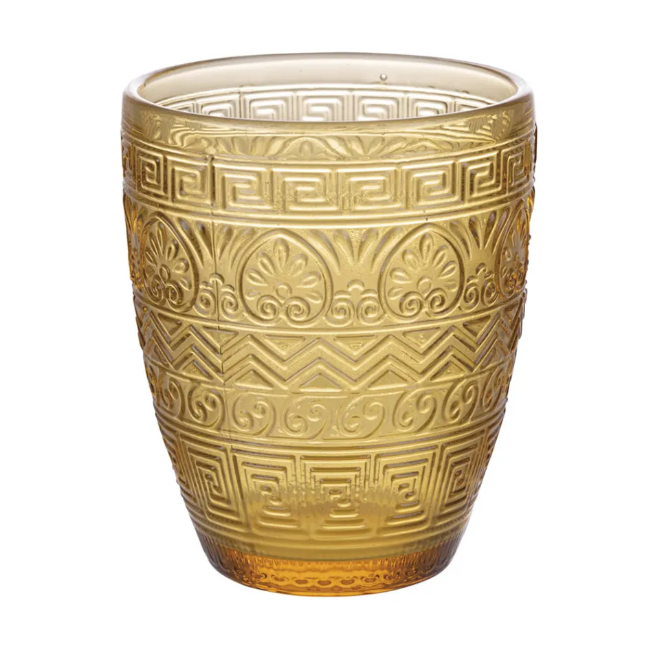 Coffret de 12 verres à eau 300 ml en verre coloré et travail en relief - Sirène Viadurini