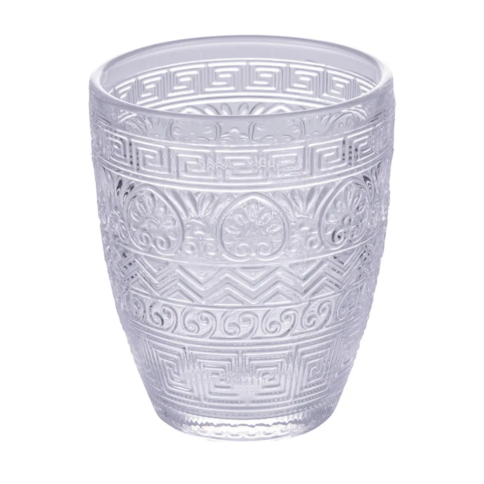 Coffret de 12 verres à eau 300 ml en verre coloré et travail en relief - Sirène Viadurini