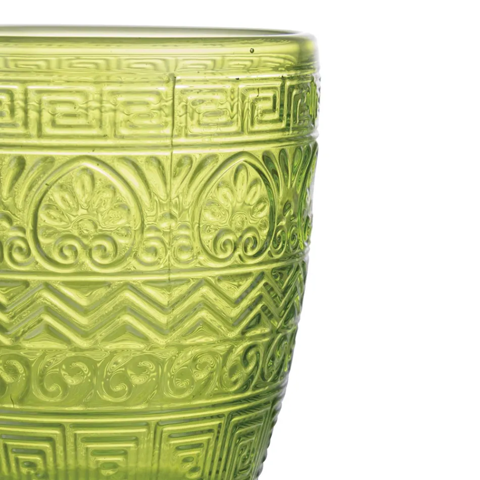 Coffret de 12 verres à eau 300 ml en verre coloré et travail en relief - Sirène Viadurini