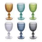 Coffret de 12 Gobelets 210 ml en Verre Coloré et Travail en Relief - Coucher de Soleil Viadurini